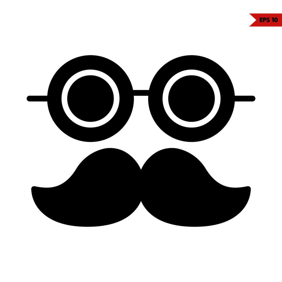 glasses with moustache glyph icon vector