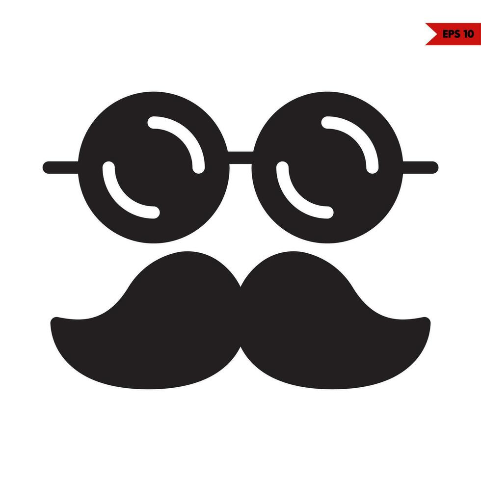 lentes decoración con Bigote glifo icono vector