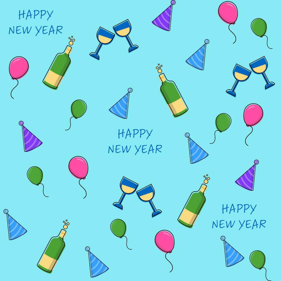 New Year Party Theme Pattern Background. vector