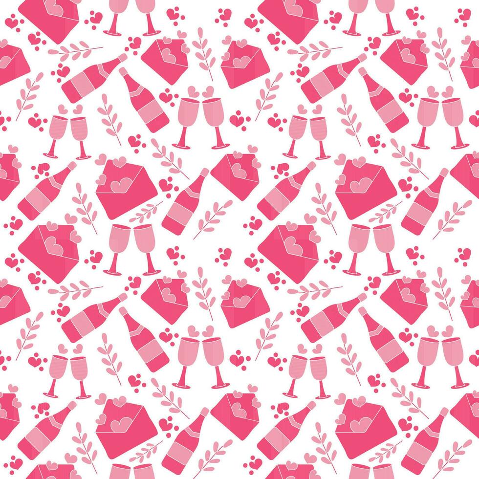 Pink And White Love Theme Seamless Pattern Background. vector