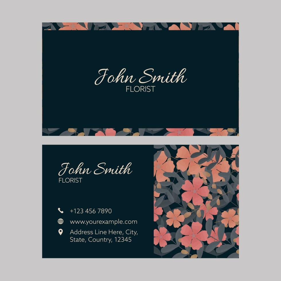 Florist Business Card Template Layout For Advertising. vector