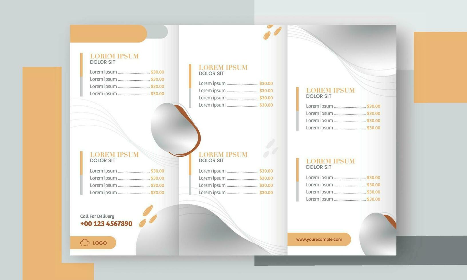 Menu Card Tri Fold Template Design For Restaurant OR Hotel. vector