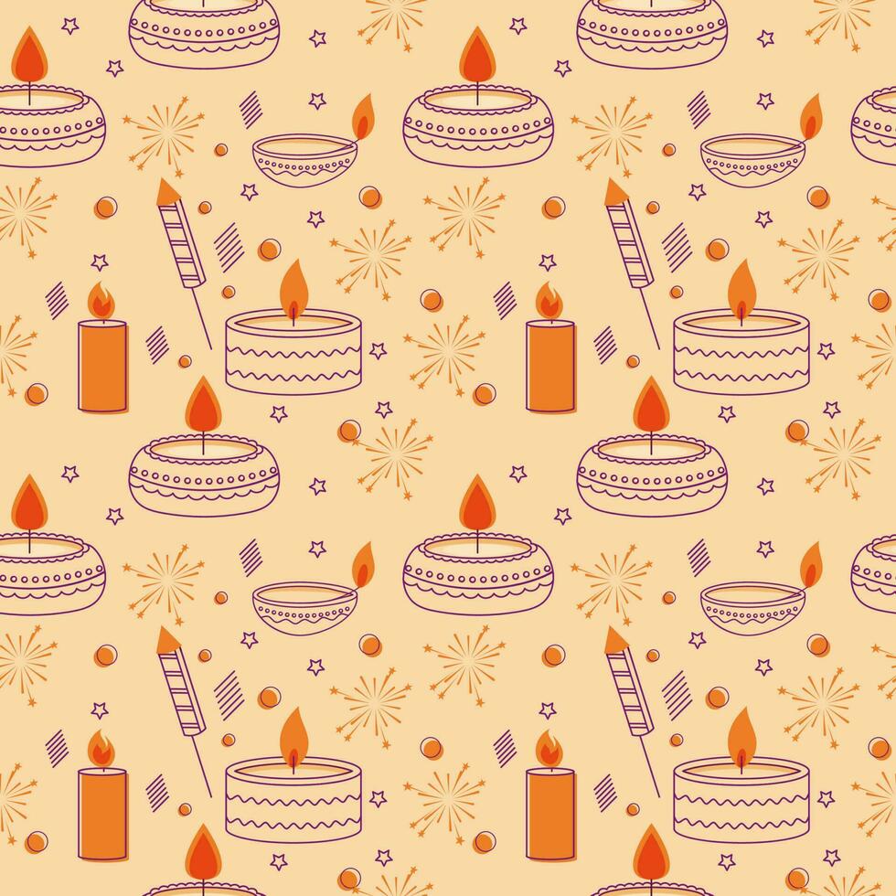 Seamless Diwali Theme Pattern Background. vector