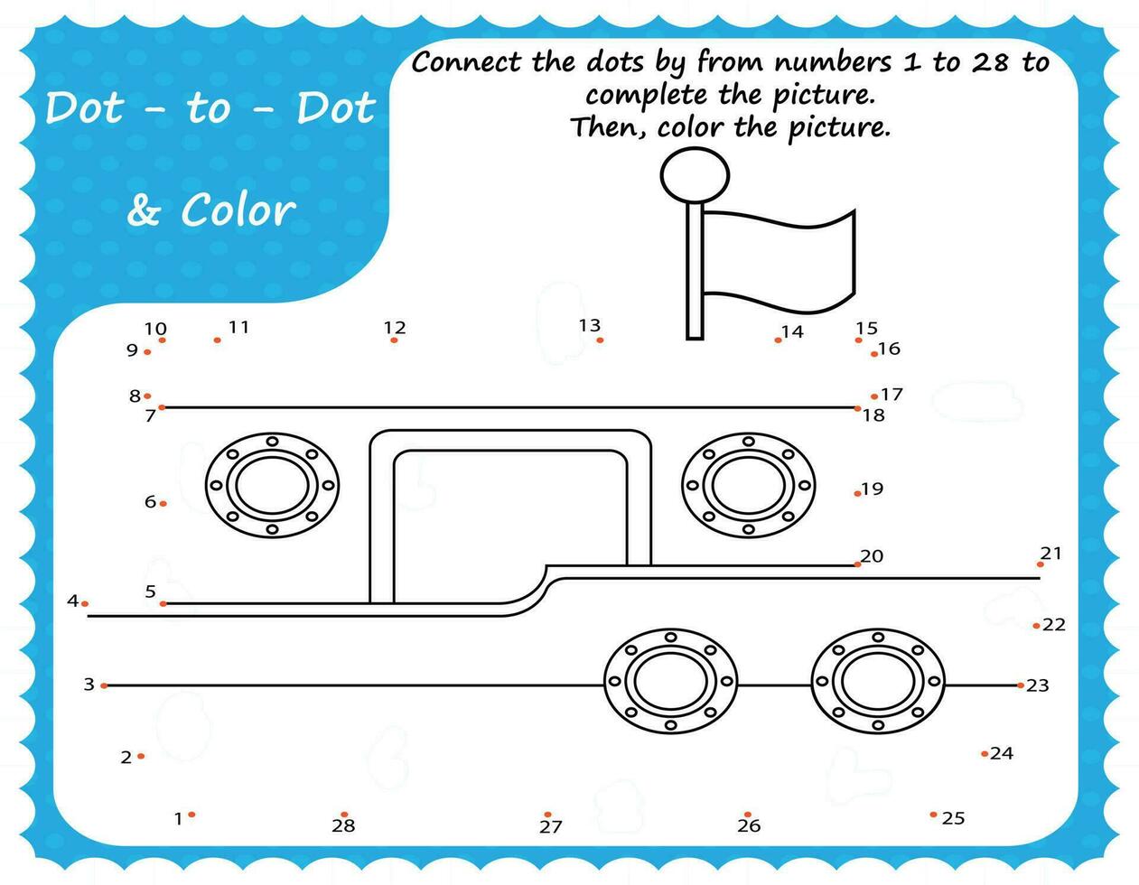 Printable Logic Math Worksheet Challenge your child to count by twos with this fun worksheet, and connect the dots to reveal the hidden picture of a ship. vector
