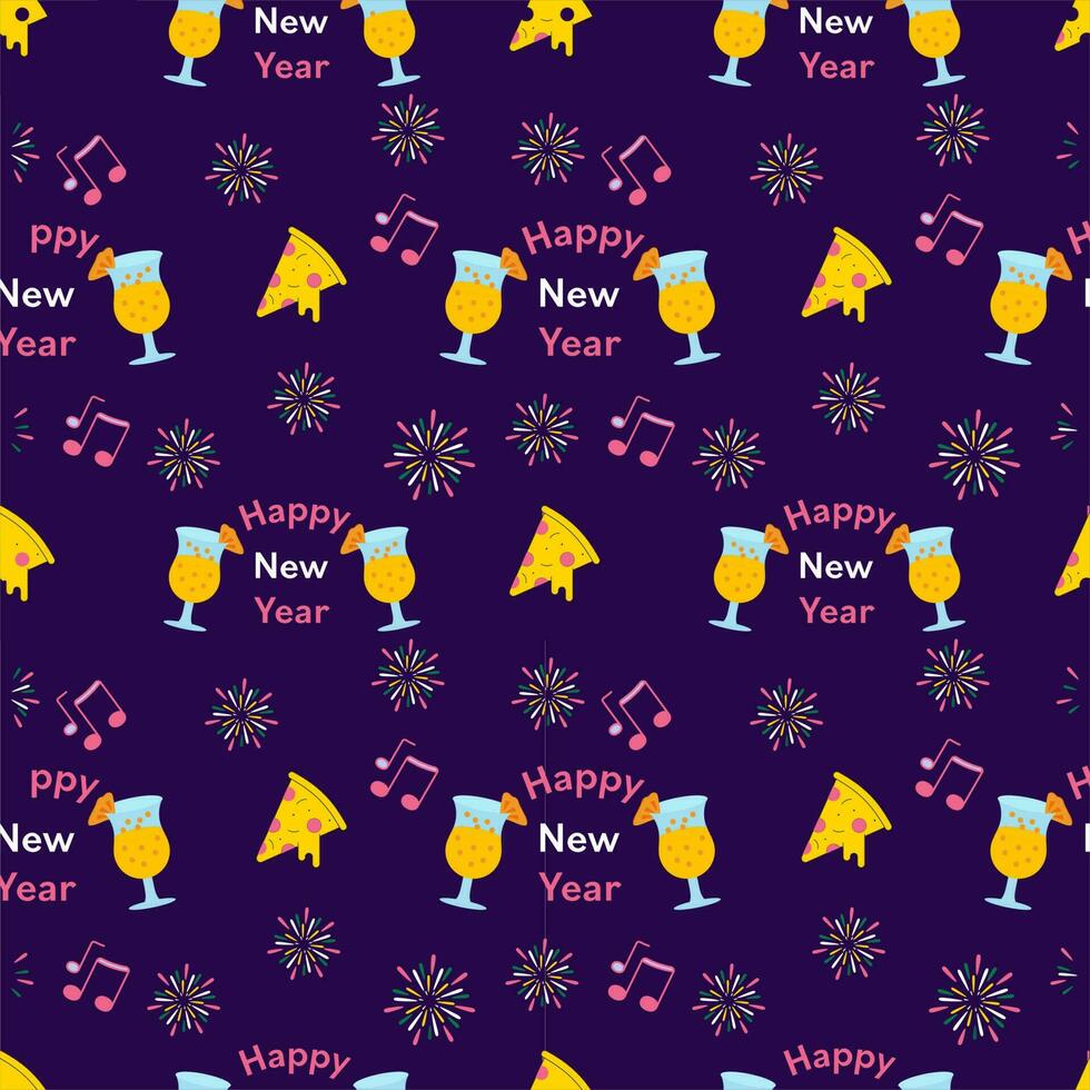 Seamless Pattern Of Happy New Year Theme Background. vector