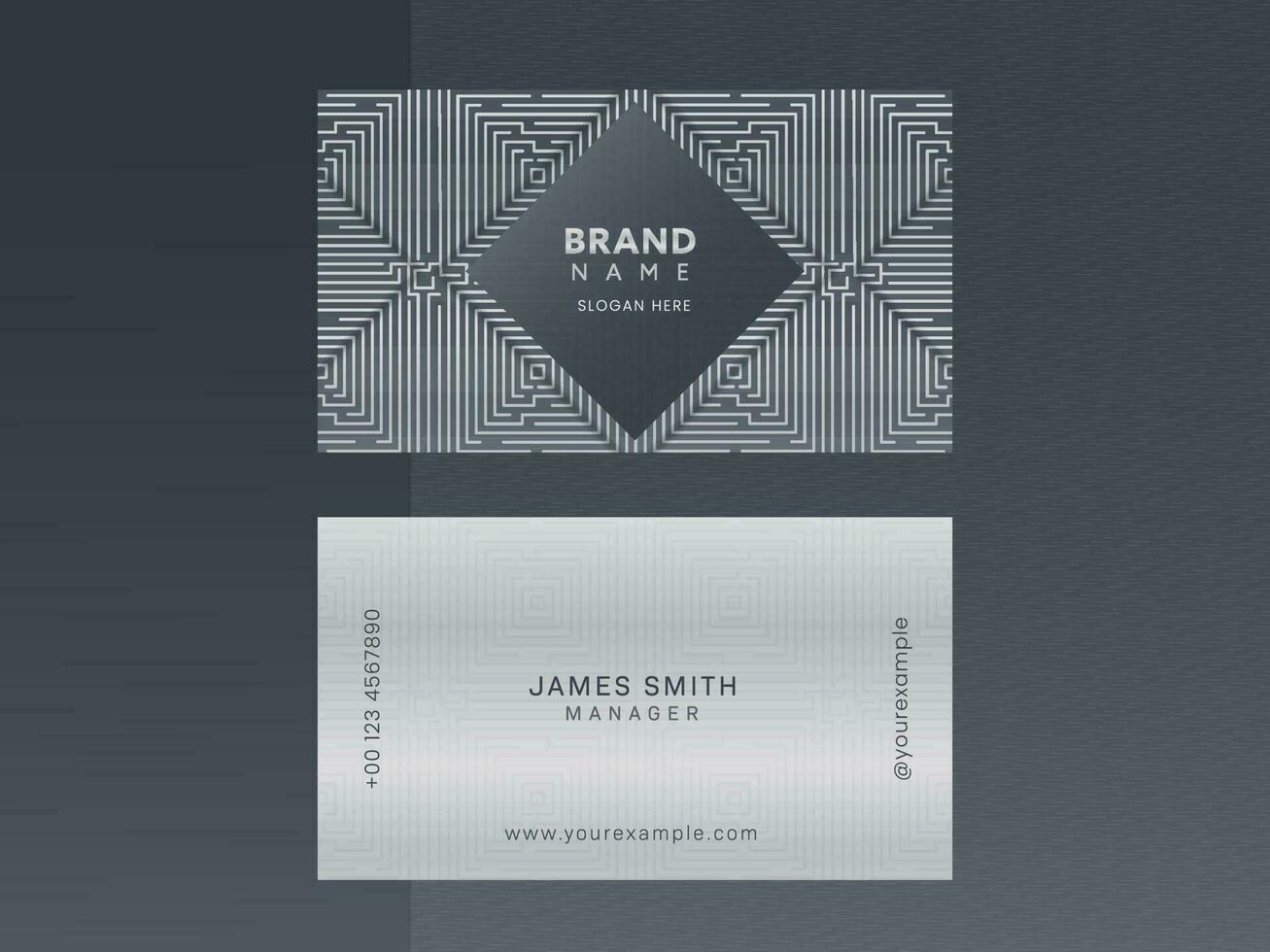 Modern Business Or Visiting Card With Geometric Pattern In Front And Back Side. vector