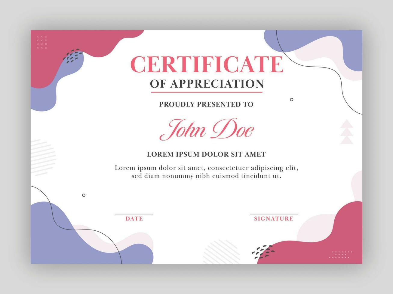 Editable Certificate Of Appreciation Template Layout With Abstract Fluid Art. vector