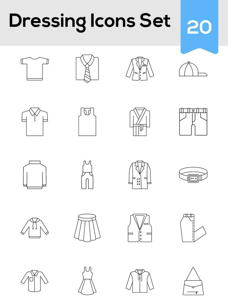 Set Of Dressing Icons Or Symbol In Stroke Style. vector