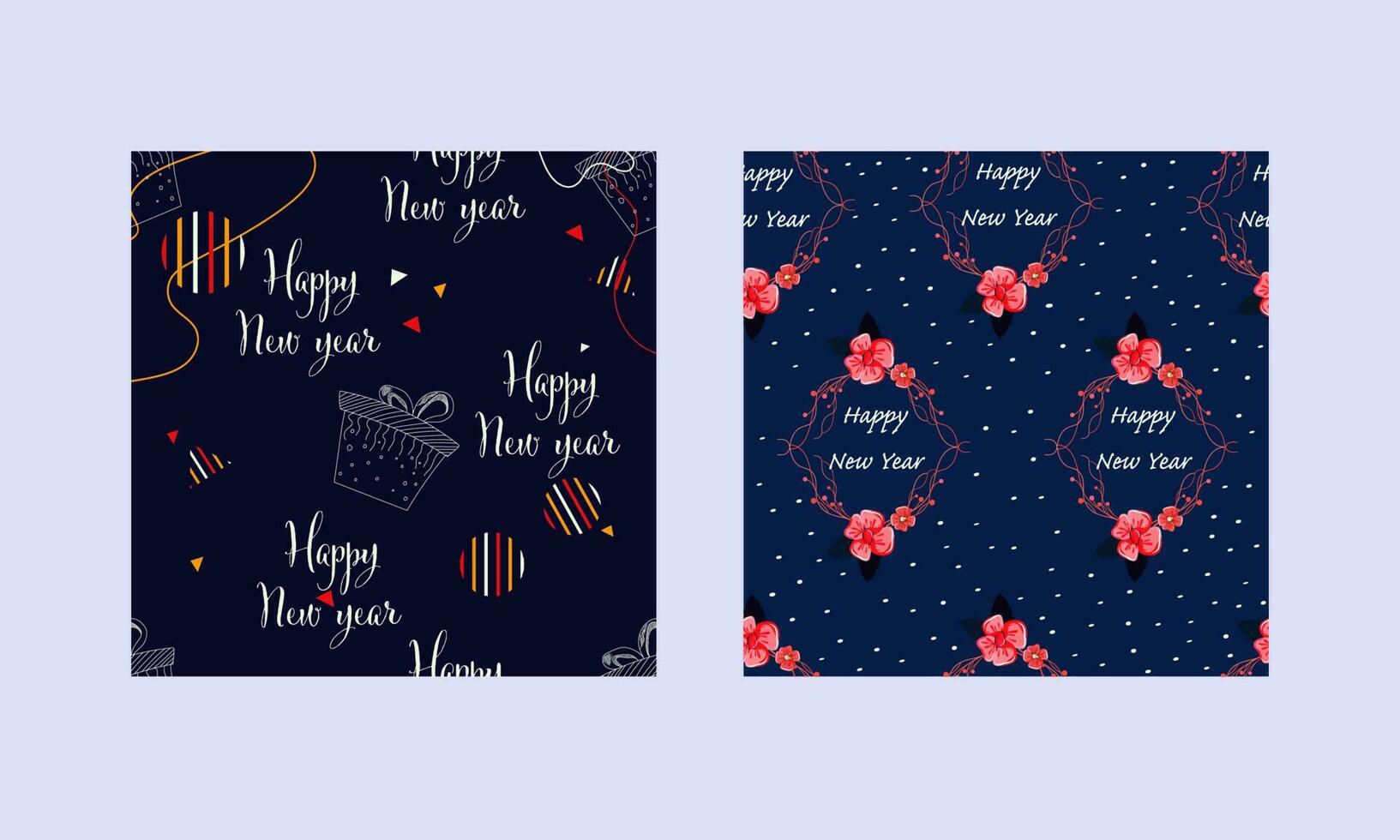 Happy New Year Greeting Card Or Post Set In Blue Color. vector