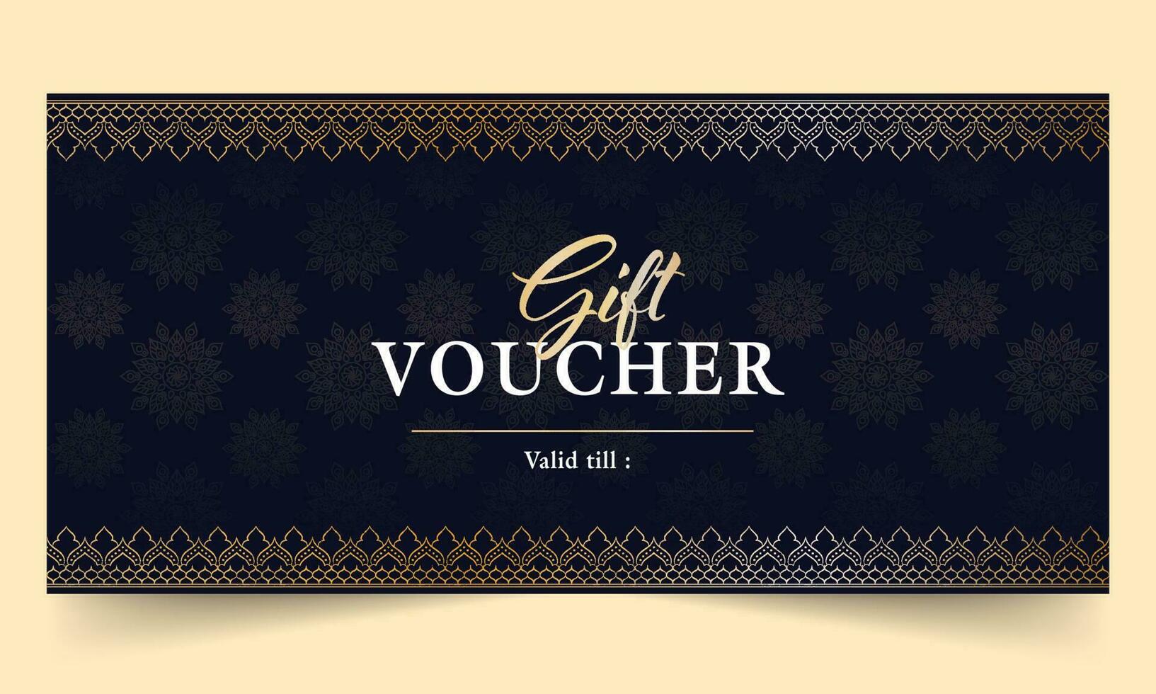 Gift Voucher Or Coupon, Certificate Banner Design With Mandala Pattern For Advertising. vector