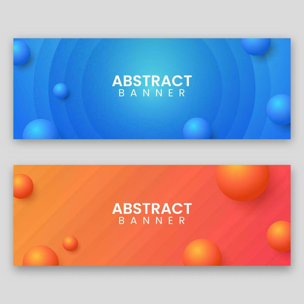 3D Render Balls Decorated On Abstract Background In Blue And Orange Color Options. vector