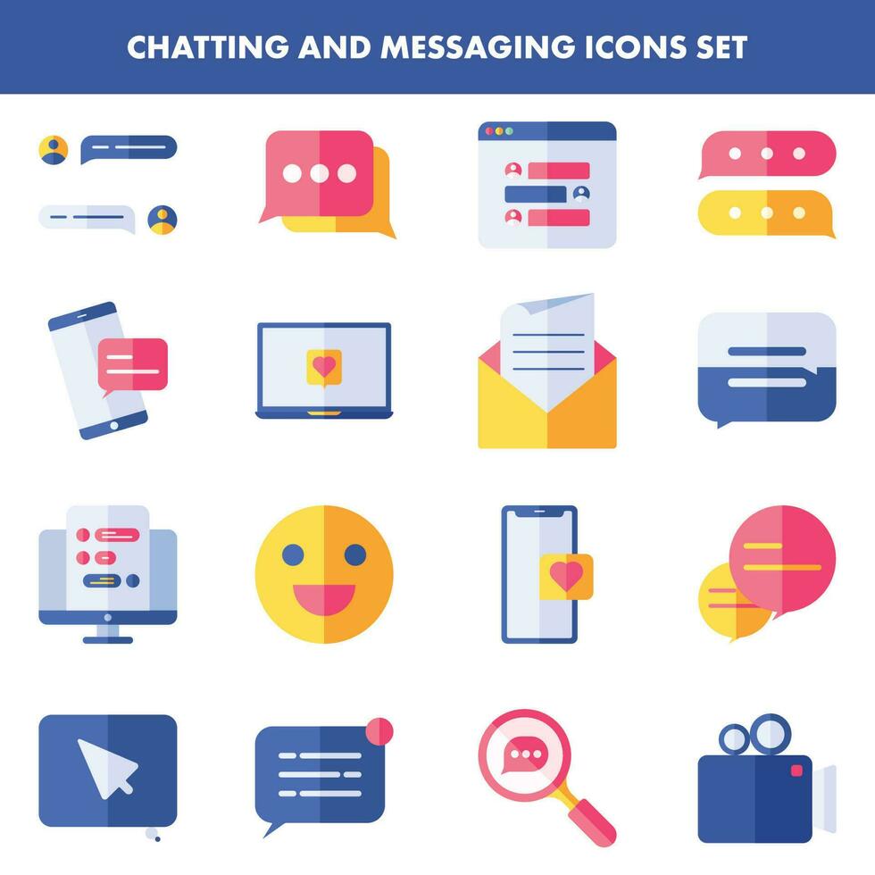 Chatting And Messaging Icon Set On White Background. vector