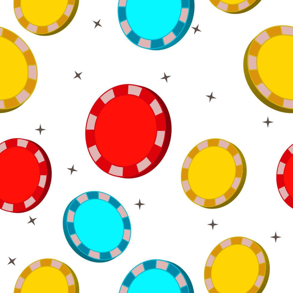 Colorful Casino Chips Decorated On White Background. 23419220 Vector