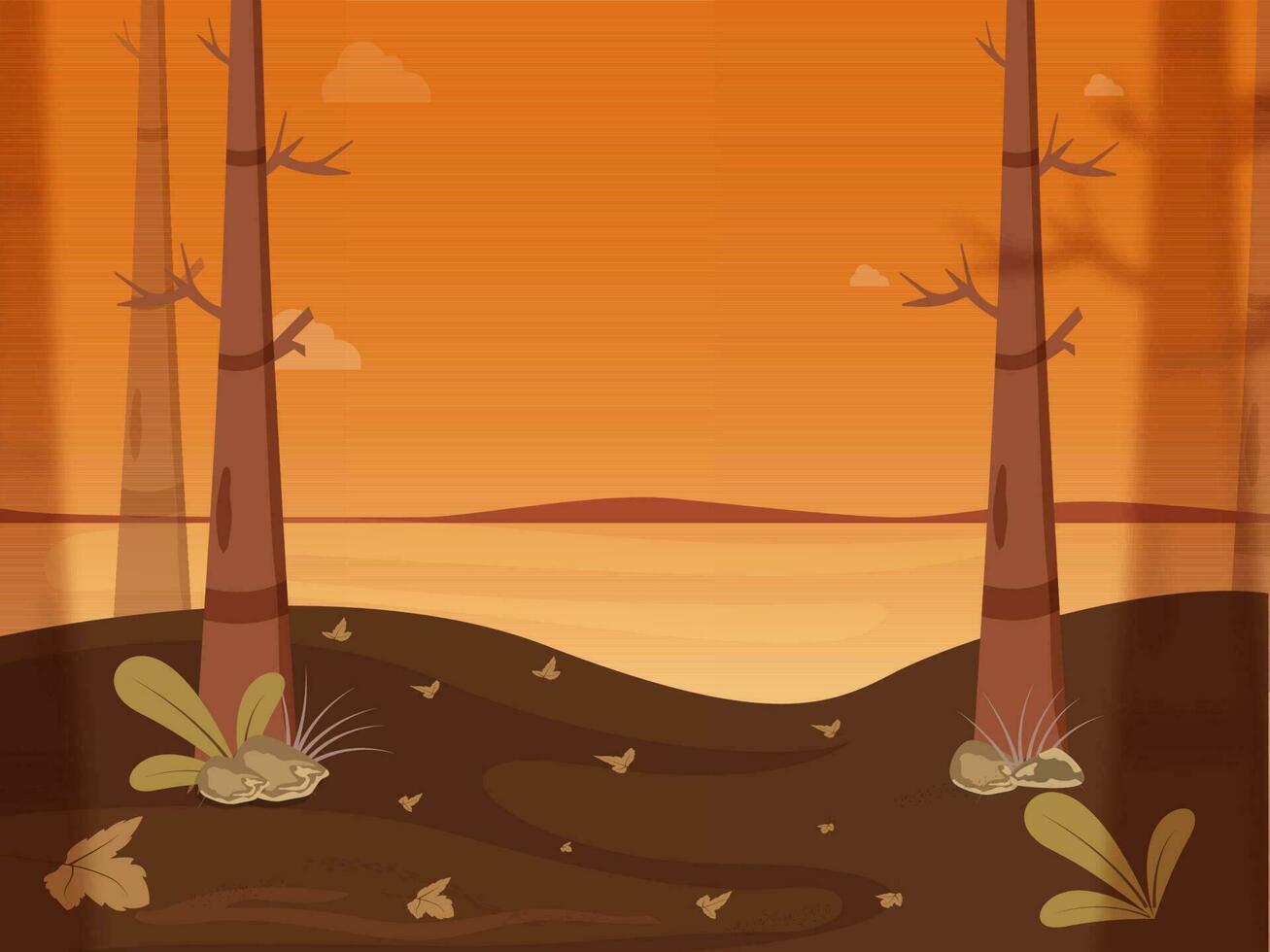 Autumn Or Fall Season Nature Background In Orange And Brown Color. vector