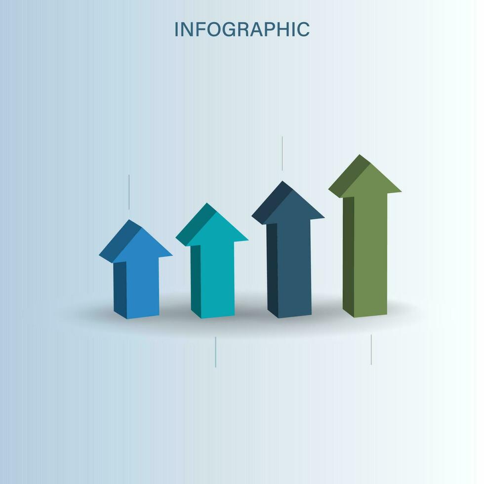 Business Infographic Concept With 3D Growing Arrow Graph Illustration. vector