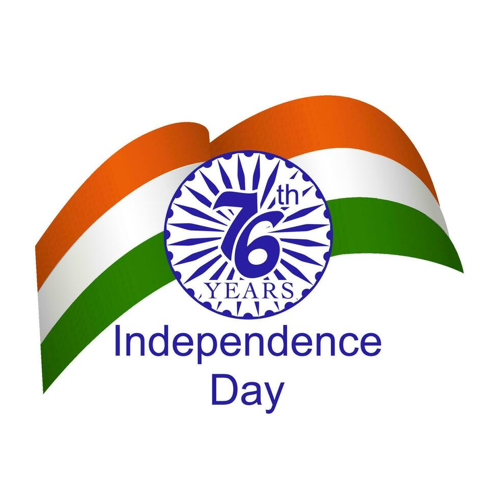 Seventysix 76 years Den. independence of India. Independence Day of