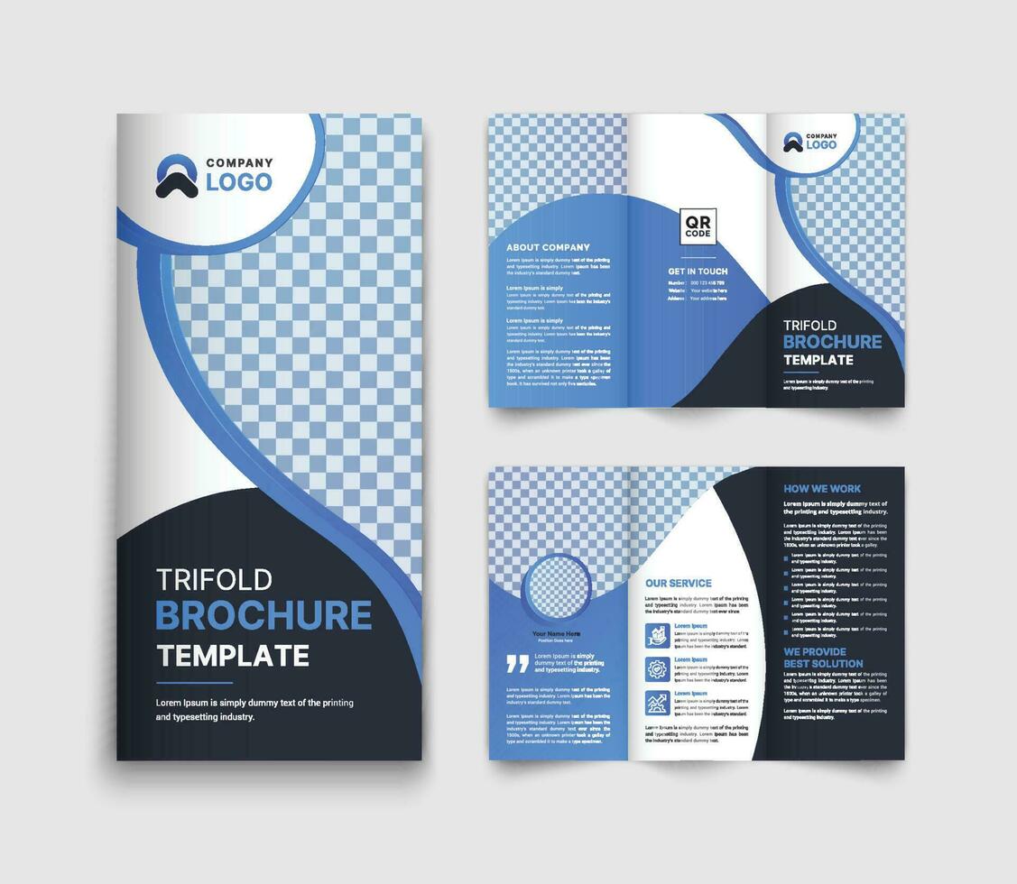 Creative trifold business brochure with modern shape vector