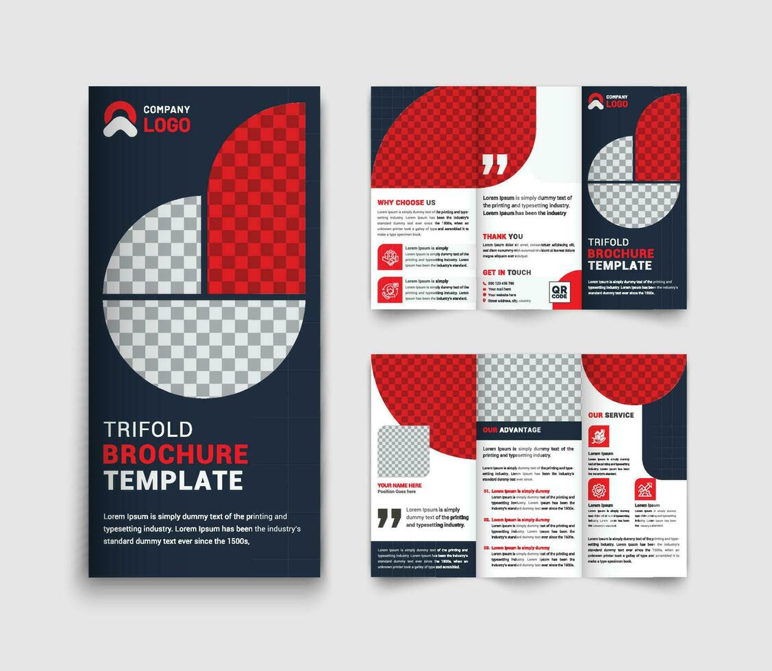 Creative red trifold business brochure vector