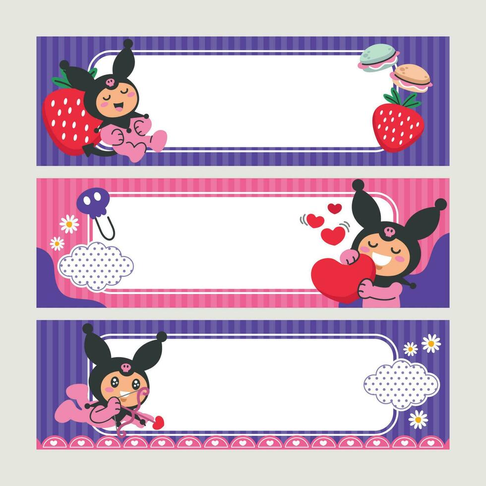 Cute Bunny Character Banner Set vector