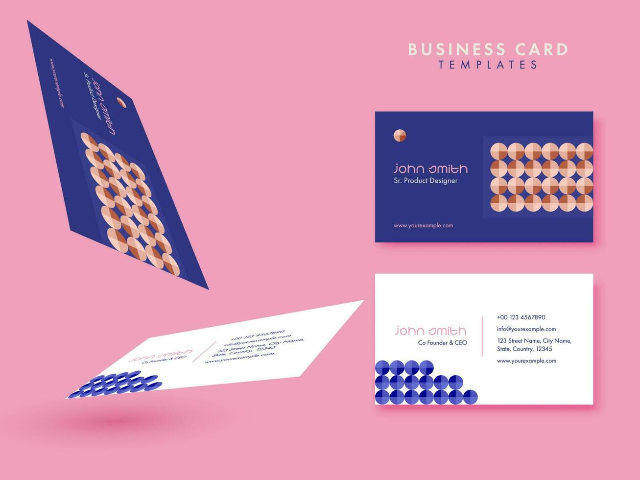 Double-Sides Of Business Card Templates On Pink Background. vector