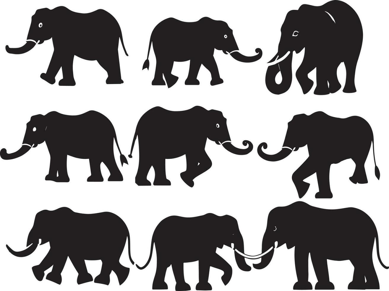 Elephant Silhouette Vector With White Background