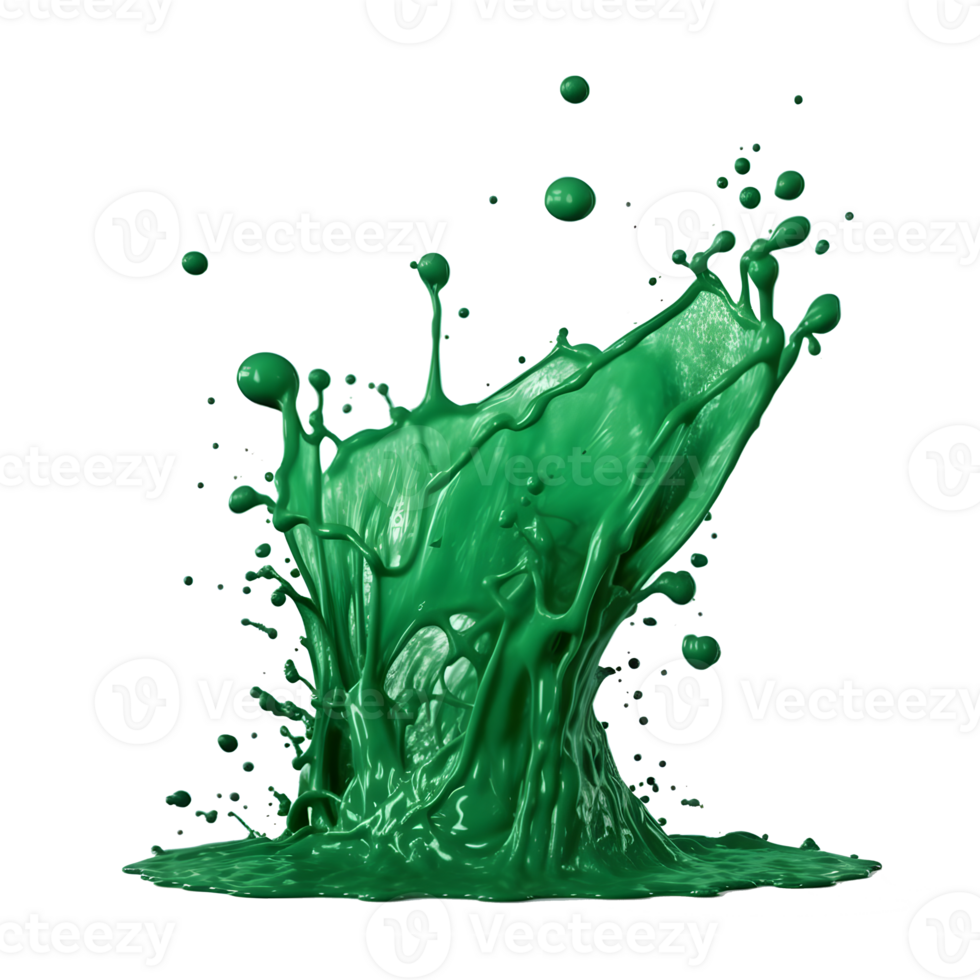 green slime splash on transparent background ,isolated slime explosion , png