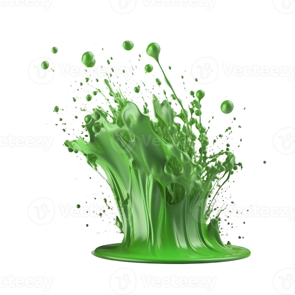 green slime splash on transparent background ,isolated slime explosion , png