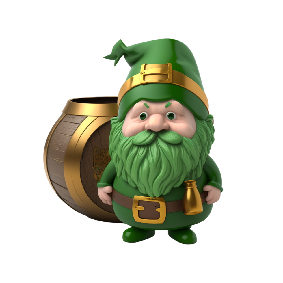 St Patricks Day Green Cartoon Gnome. png