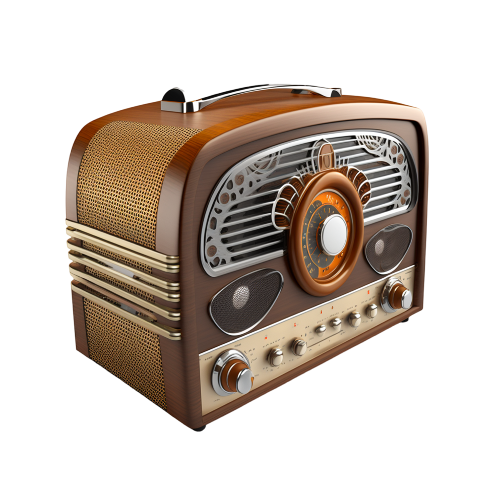 mundo radio día con 3d dorado iluminado grabadora png