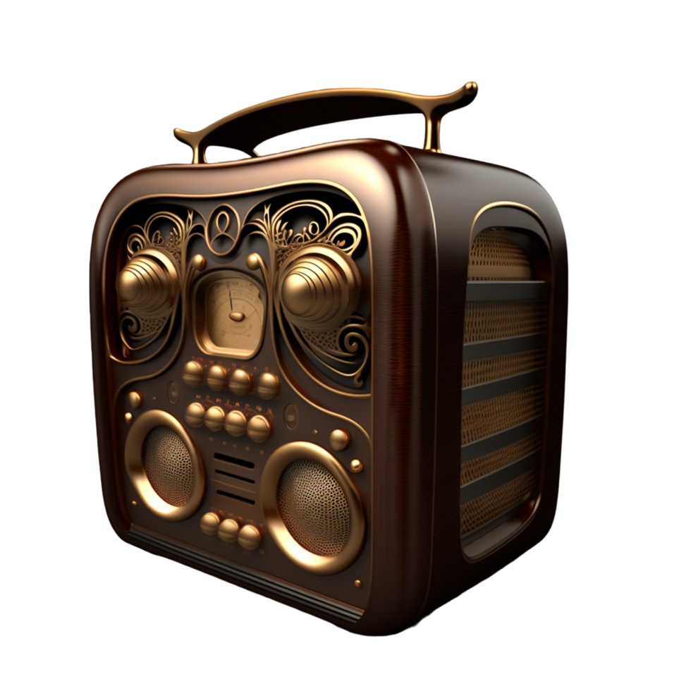 Retro Style Golden Radio. png