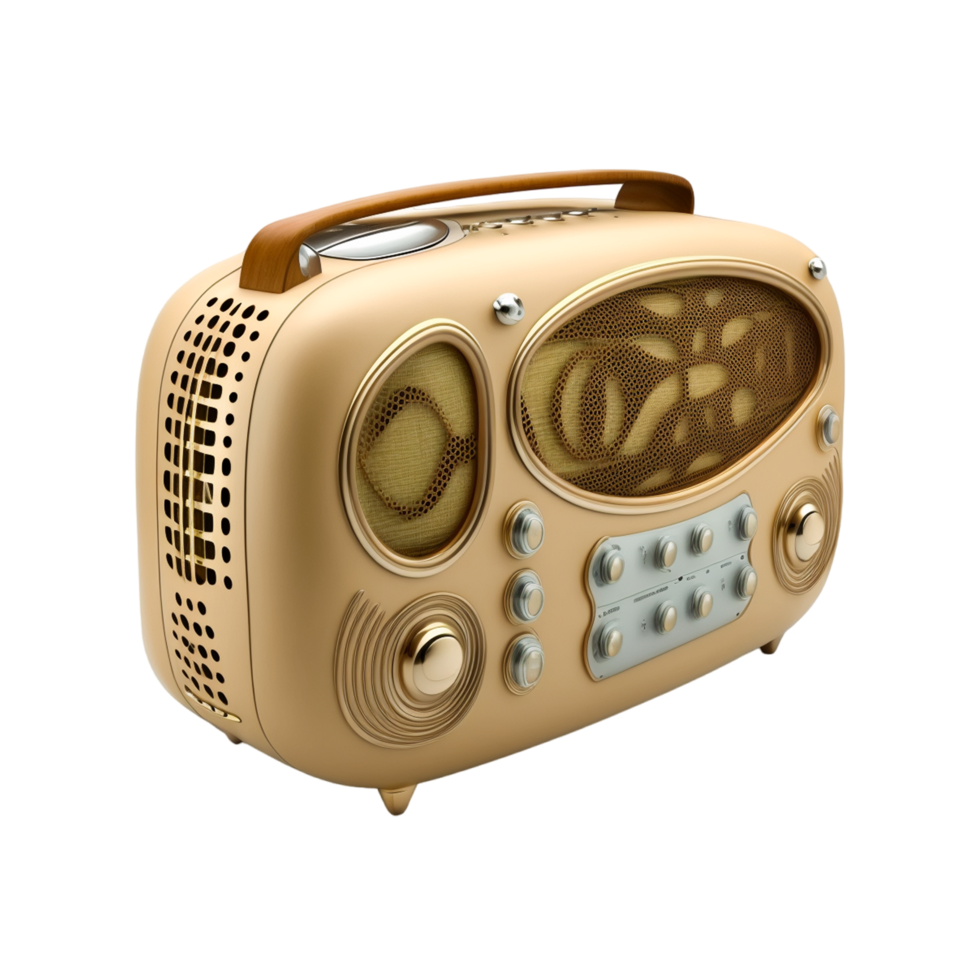 retro estilo dourado rádio com transparente fundo. generativo ai png