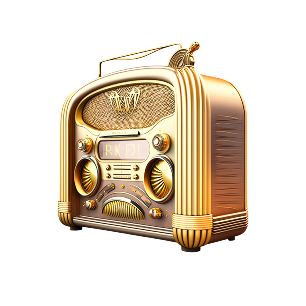 Retro Style Golden Radio. png