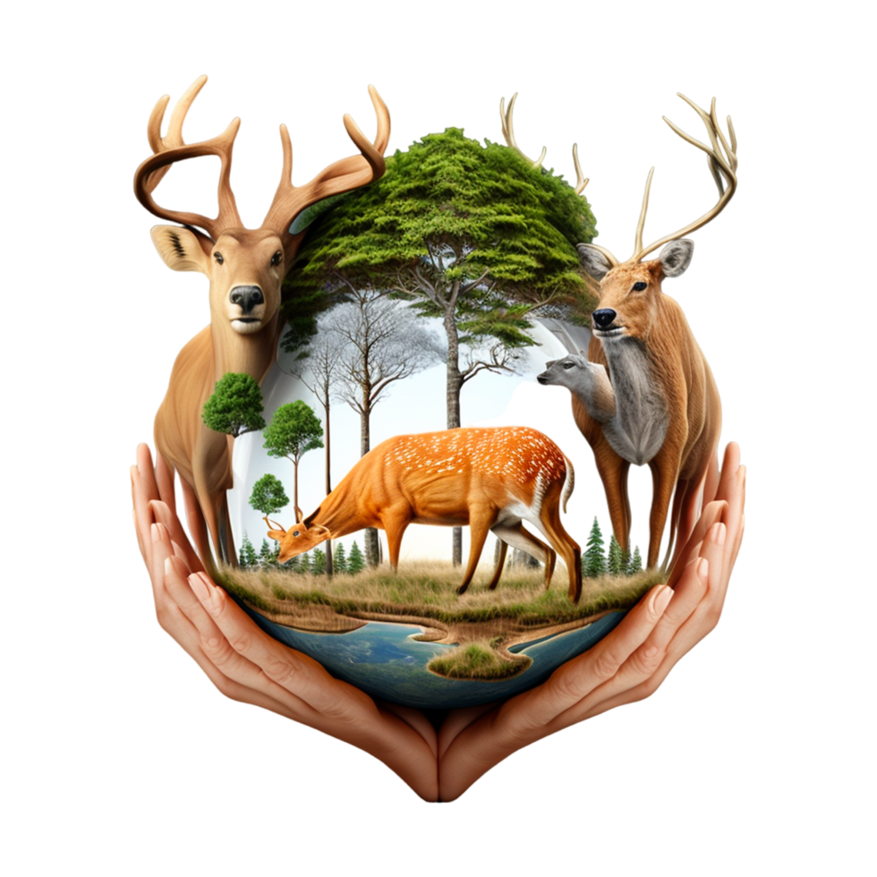 hand hold animal on the earth. png