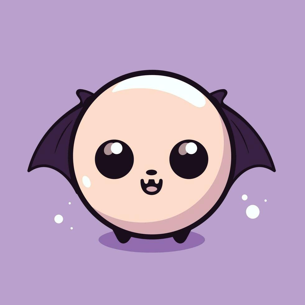 Cute kawaii bat chibi mascot vector cartoon style