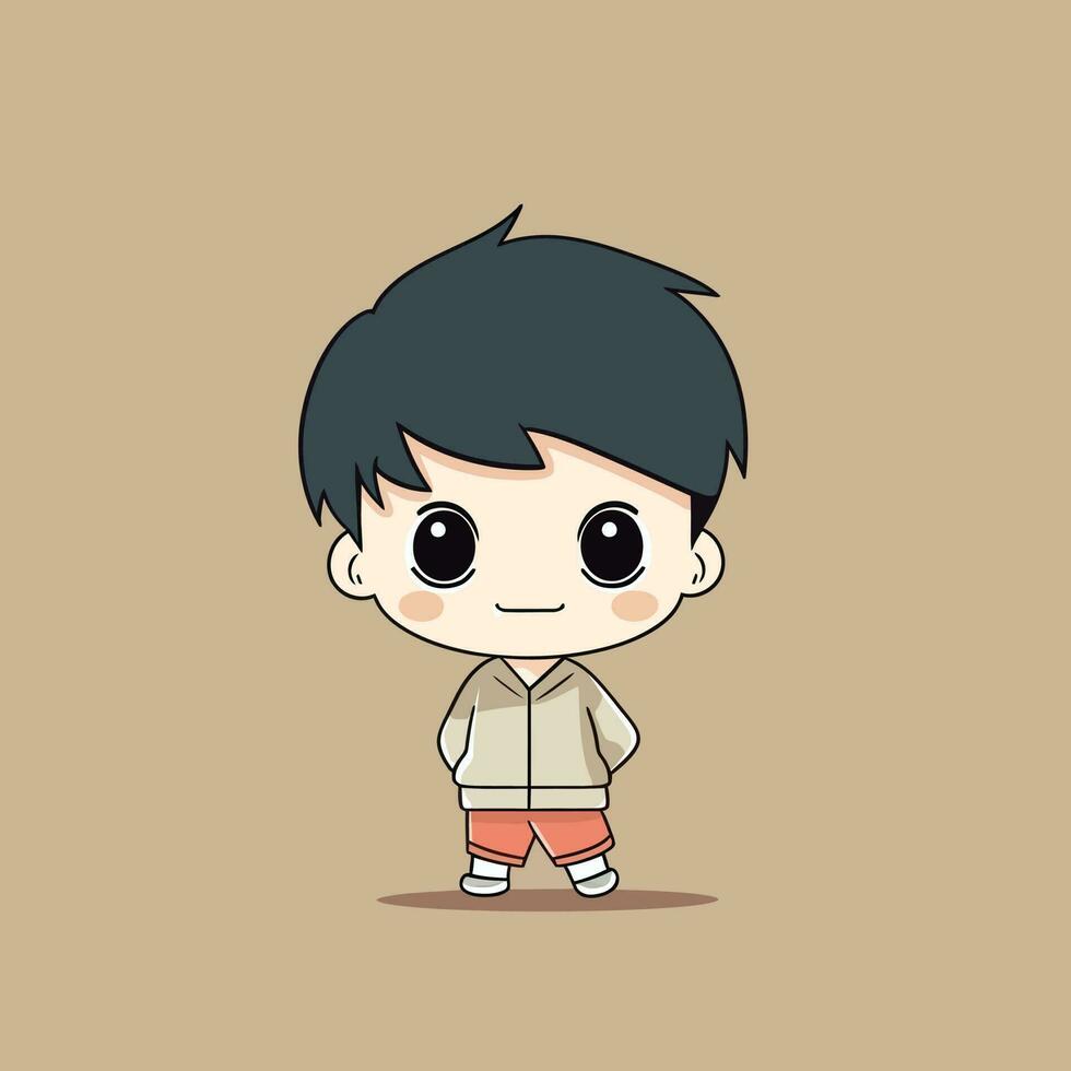 Cute kawaii boy chibi mascot vector cartoon style