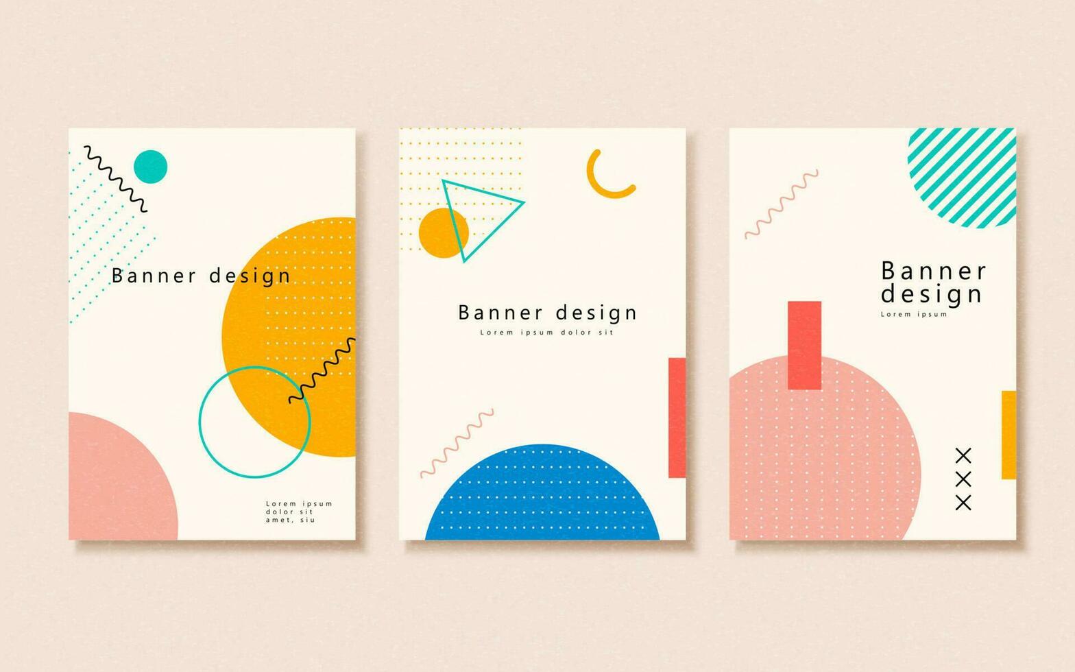 Pastel memphis style brochure template design on pink background vector