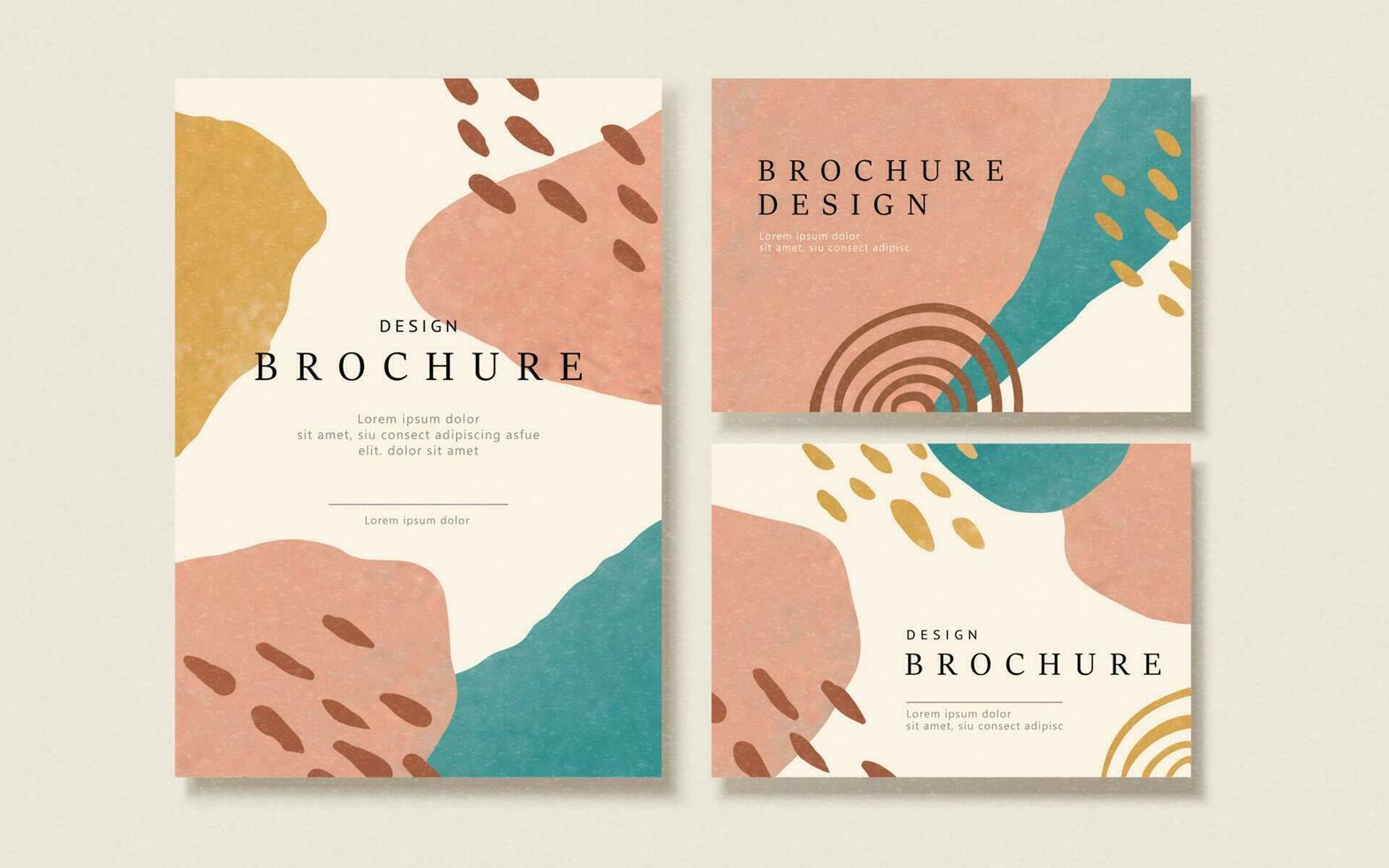 Flyer and business card template design with pastel pink, blue and mustard yellow color vector