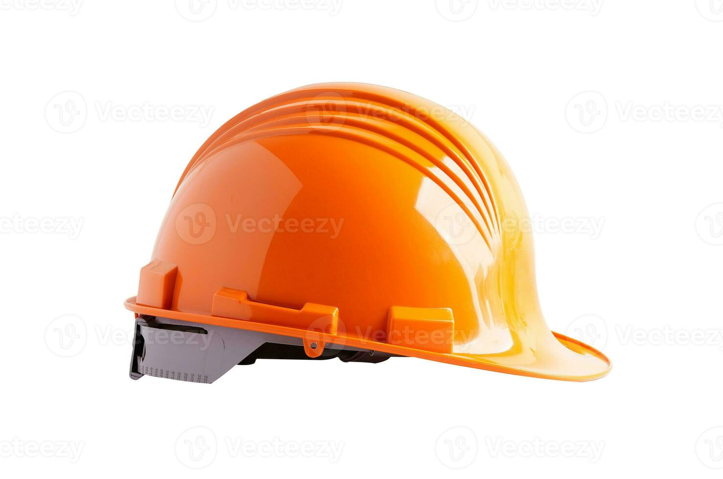 Orange helmet isolated on white background with clipping path, protect to safety for engineer in construction site. photo