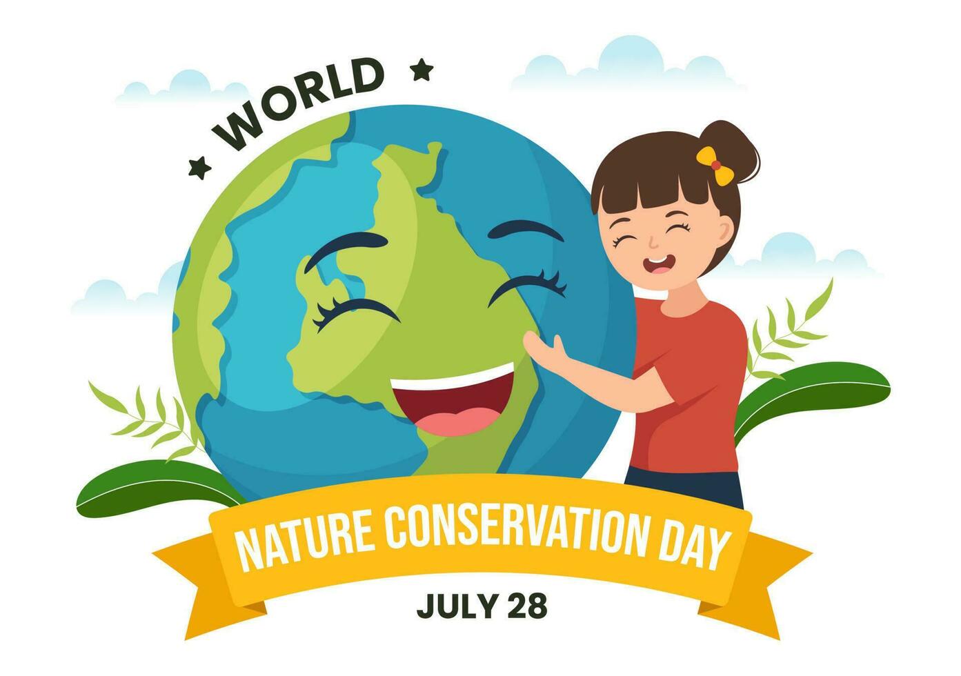 mundo naturaleza conservación día vector ilustración con niños, mundo mapa, árbol y eco simpático ecología en dibujos animados mano dibujado aterrizaje página plantillas
