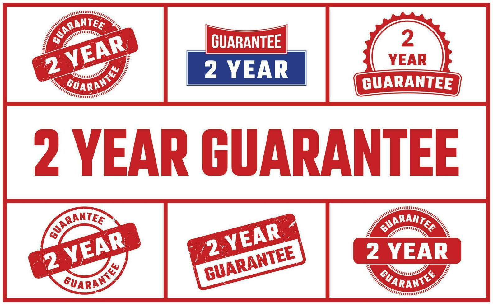 2 Year Guarantee Rubber Stamp Set vector