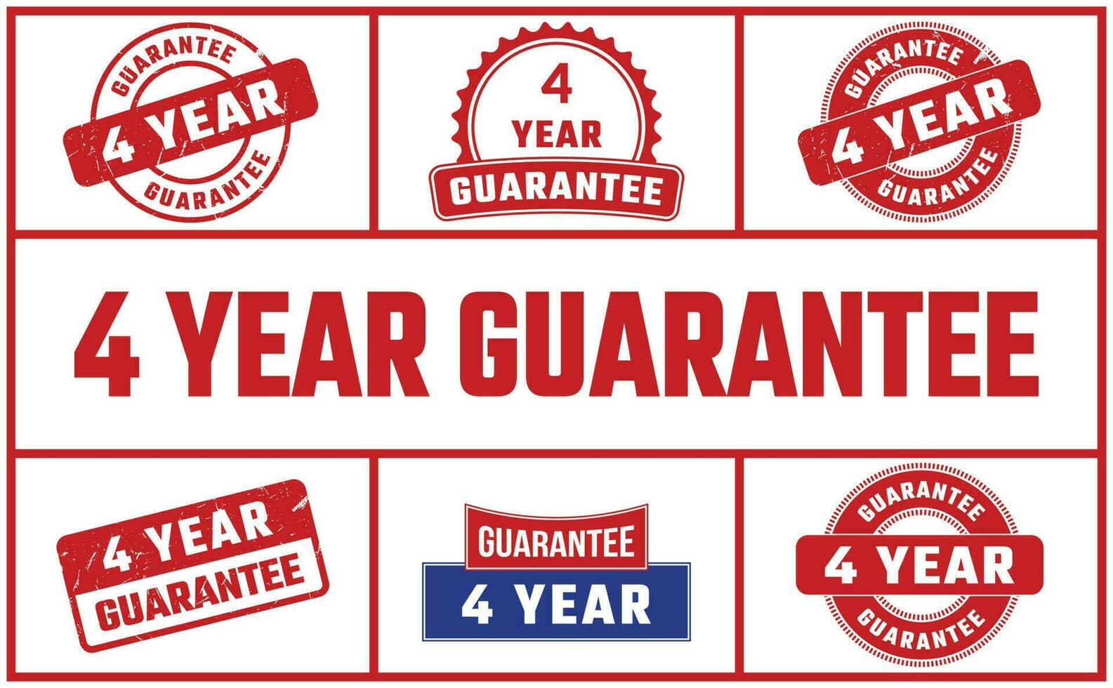 4 Year Guarantee Rubber Stamp Set vector