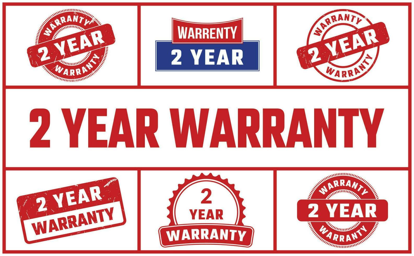 2 Year Warranty Rubber Stamp Set vector