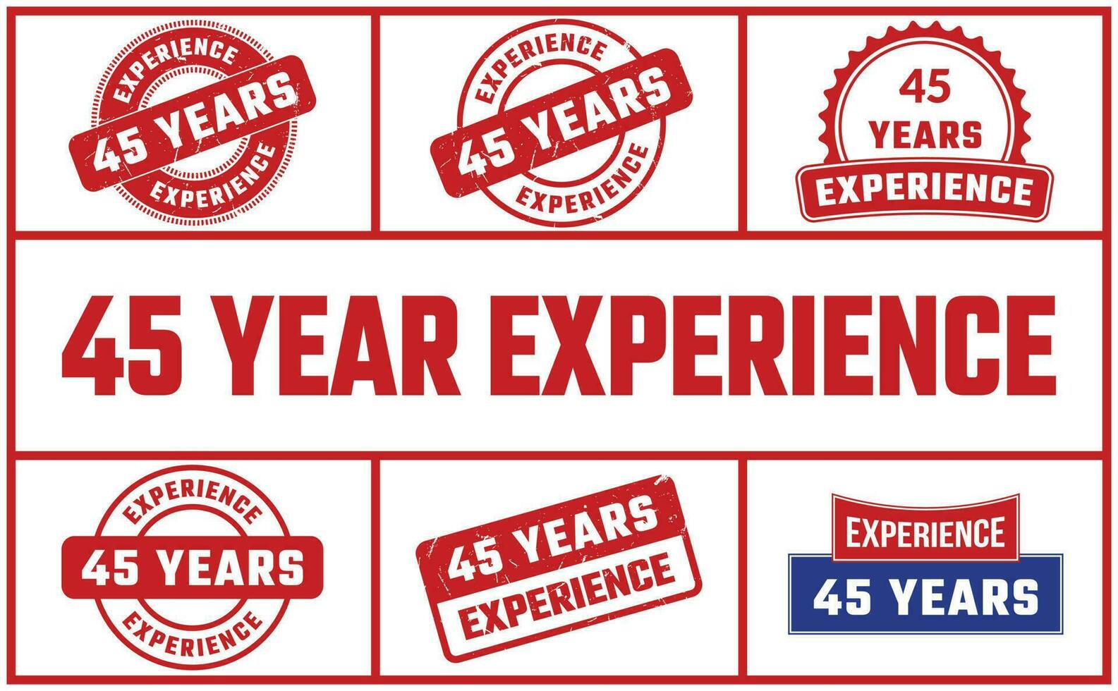 45 Years Experience Rubber Stamp Set vector