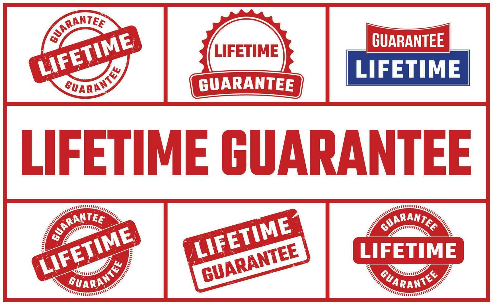 Lifetime Guarantee Rubber Stamp Set Vector