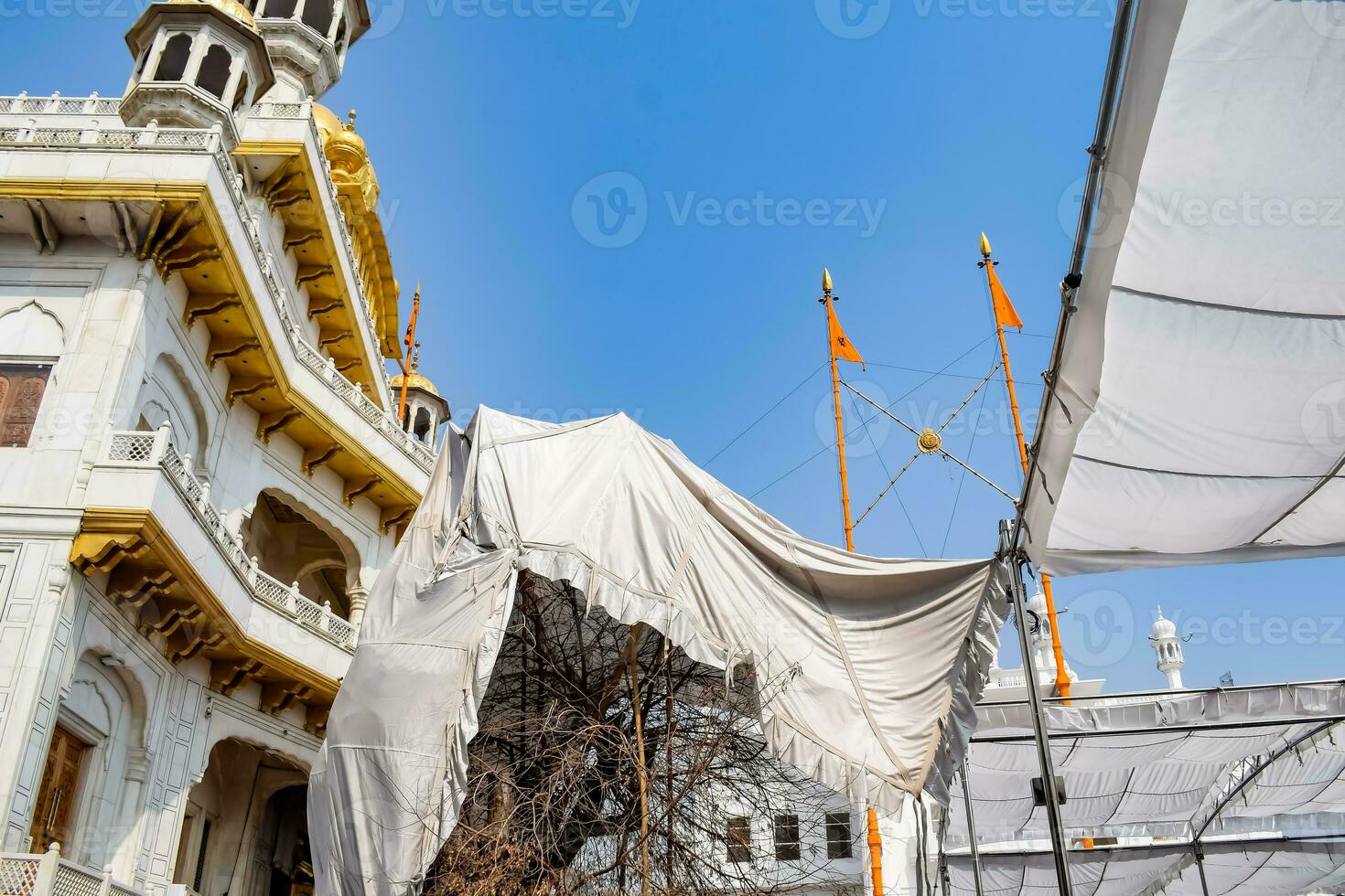 View of details of architecture inside Golden Temple - Harmandir Sahib in Amritsar, Punjab, India, Famous indian sikh landmark, Golden Temple, the main sanctuary of Sikhs in Amritsar, India photo