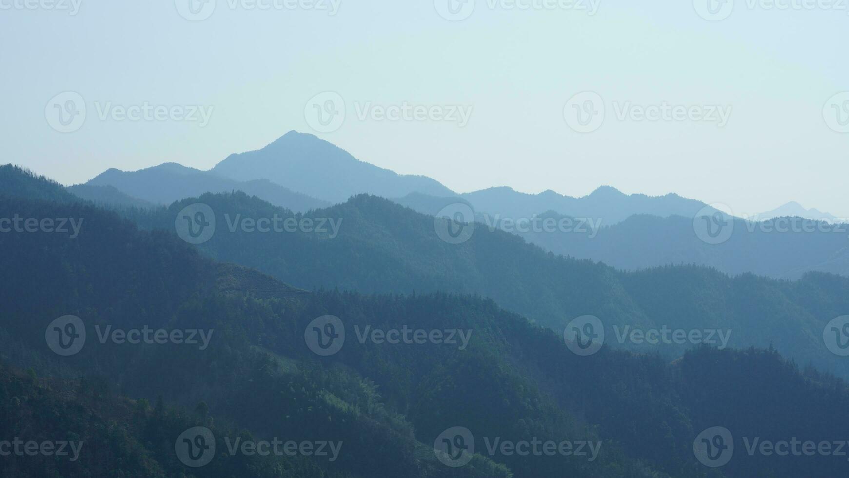 The beautiful mountains view from the top of the hill in spring photo