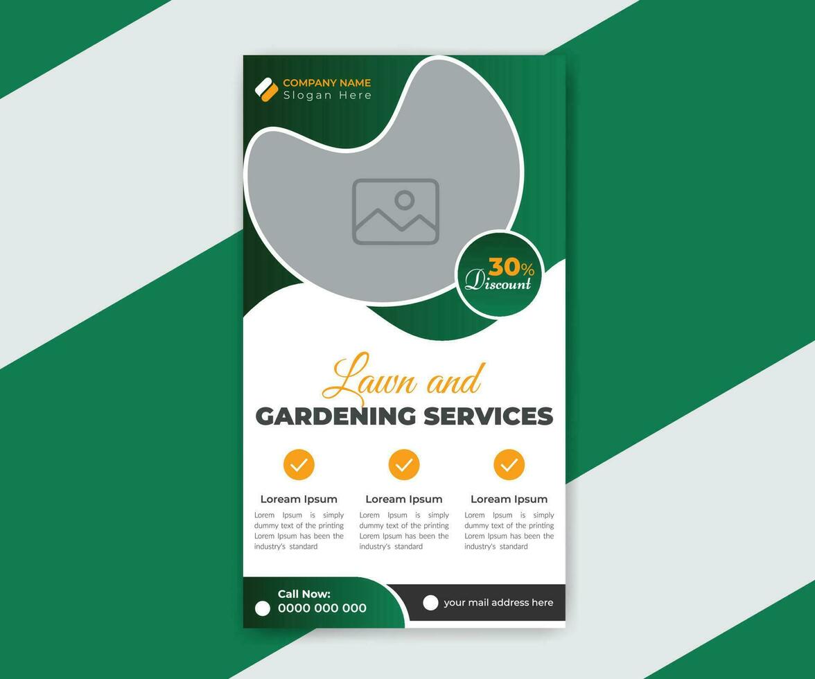 Lawn and gardening business social media post stories collection design template vector