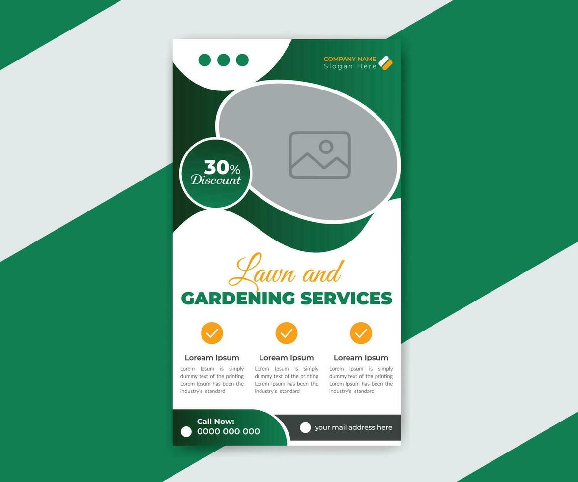 Lawn garden services social media story or web banner design template vector