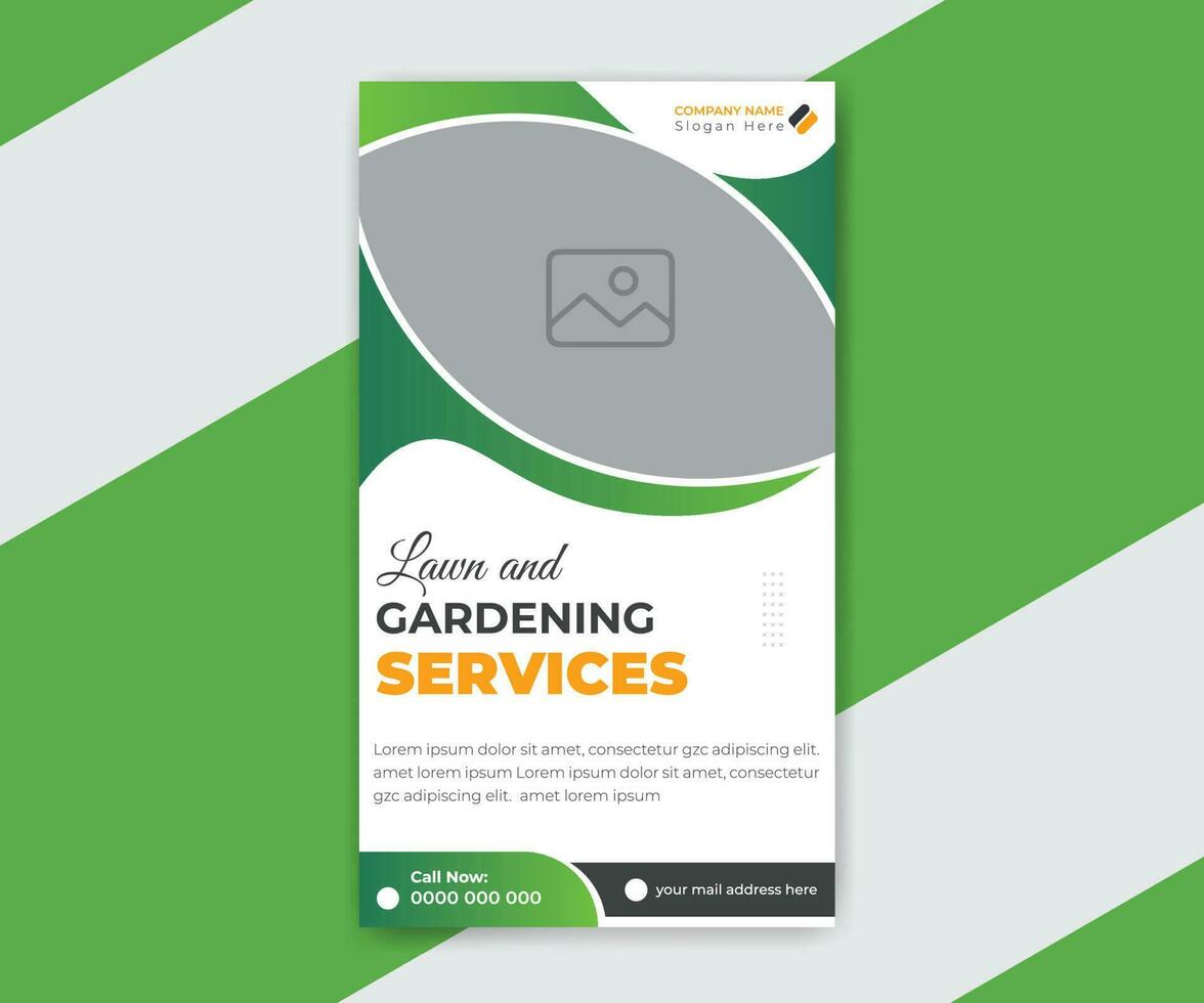 Lawn garden services social media story or web banner design template vector