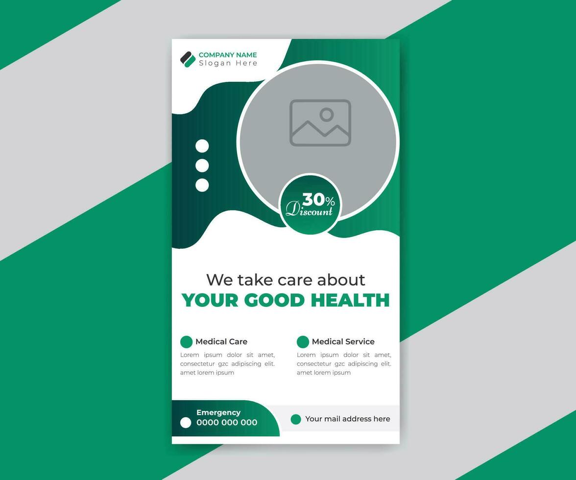 Flat design of medical social media stories template design vector